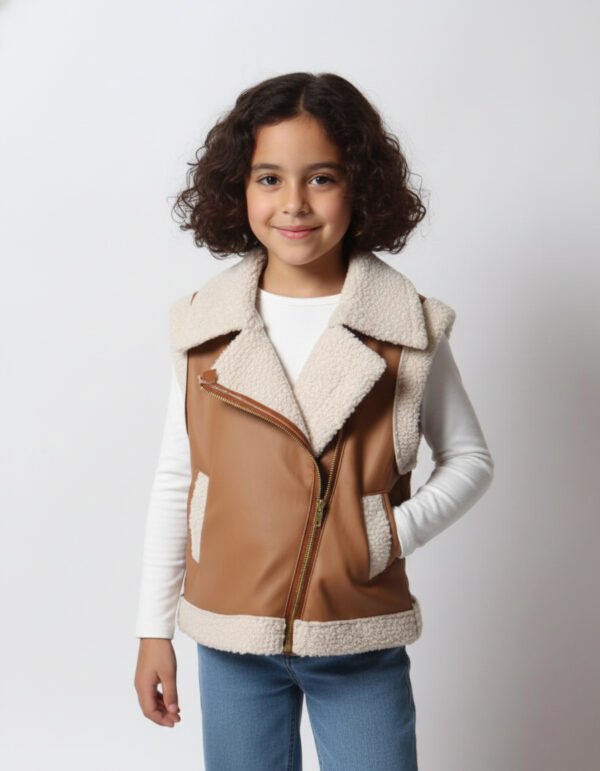 Chaleco Camel para Niña – Calidez Ligera con Estilo Moderno y Detalles Acolchados Premium
